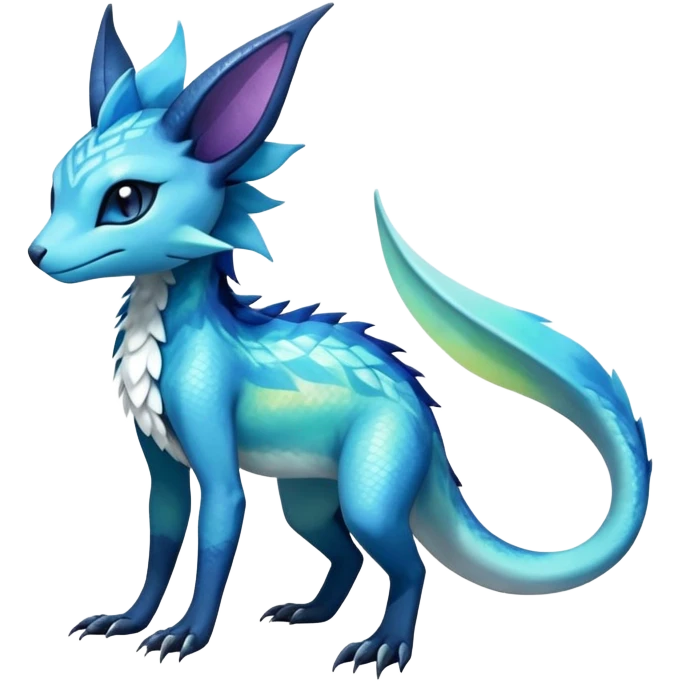 Colorful Iridescent Exotic Salandit-Aurorus-Glaceon-Fakémon-hybrid-creature (full body)  emoji