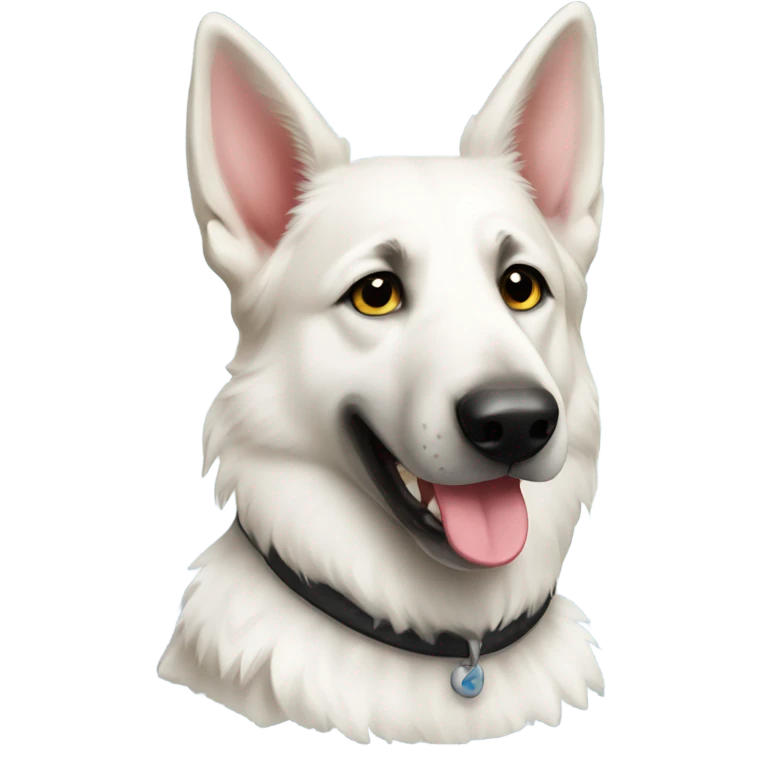 White German shepherd with a frisbee emoji