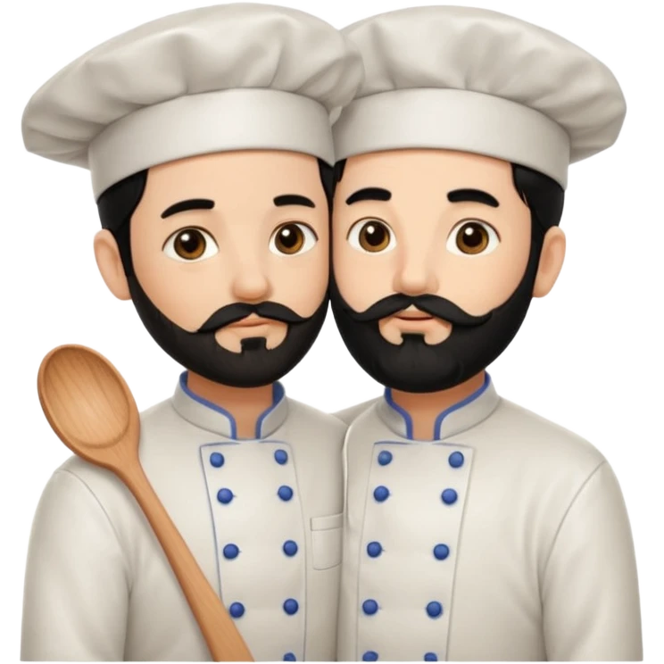 CHEF CON PELO NEGRO Y BARBA NEGRA, OJOS MARRON OSCURO QUE ES BESADO emoji