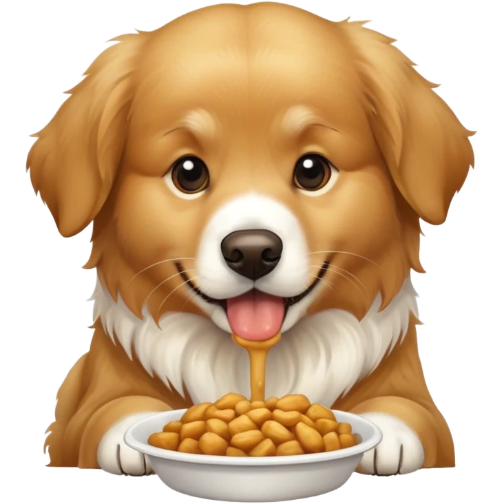 Un perro comiendo emoji