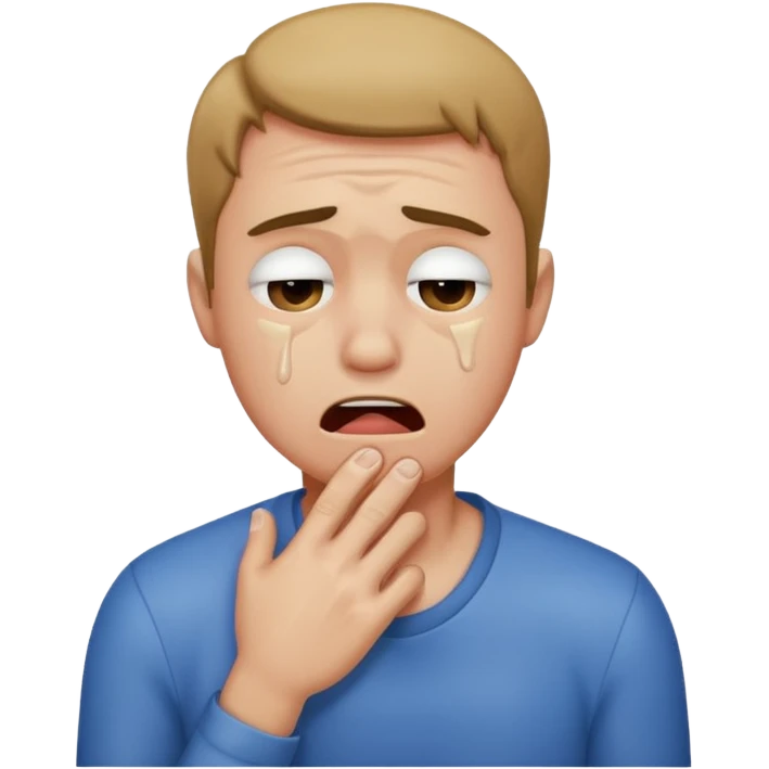 Guy choking himself and crying  emoji