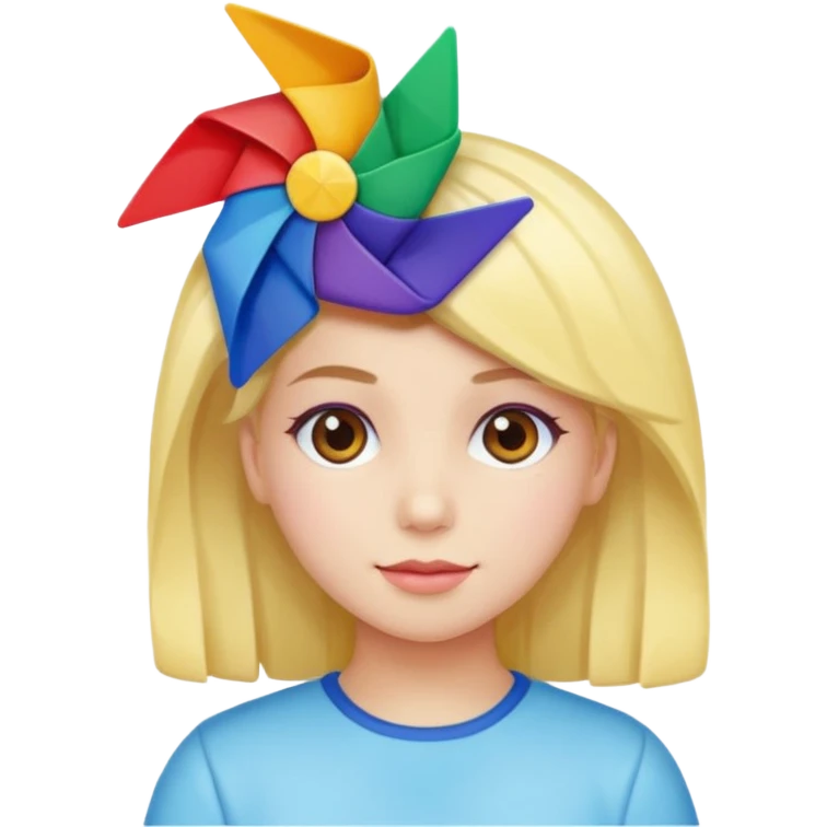 Girl with pinwheel hair clip emoji
