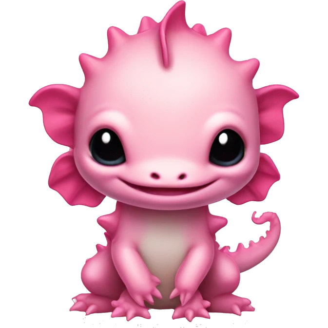 high detailed pink cute axolotl stitch chibi like Chinese dragon emoji