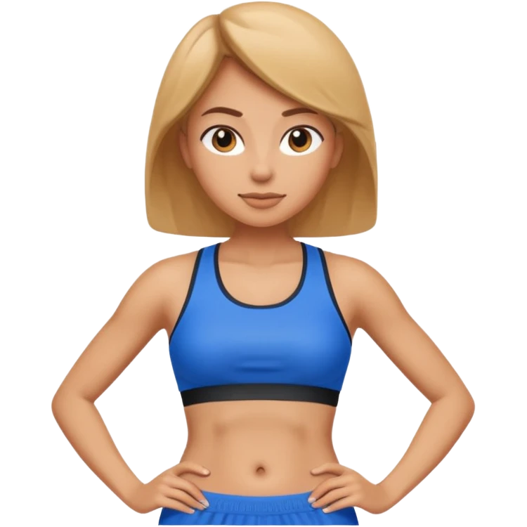 sporty woman cartoon emoji style belly abs blue cloths emoji