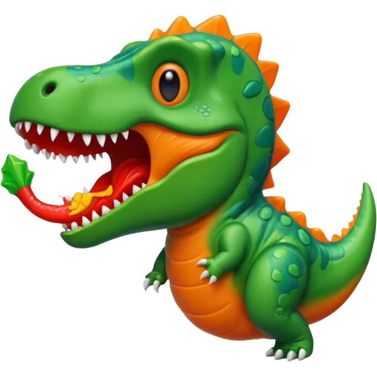 Dinosaur eating a Swedish fish emoji