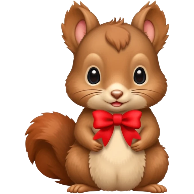 baby squirrel with a tiny red bow emoji