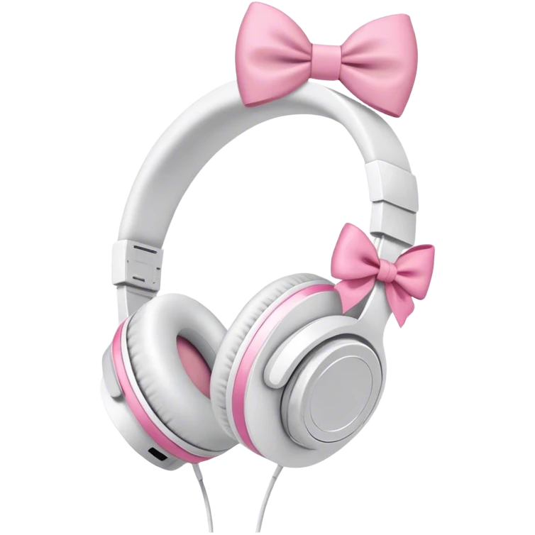 White headphones with pink bow emoji