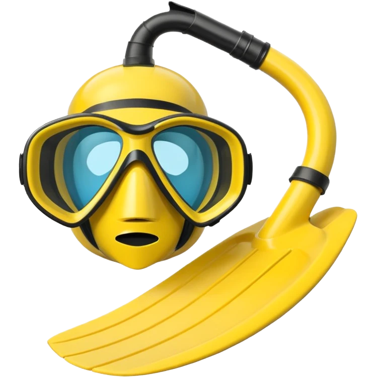 diving fins and snorkel mask, yellow, simple apple emoji style emoji