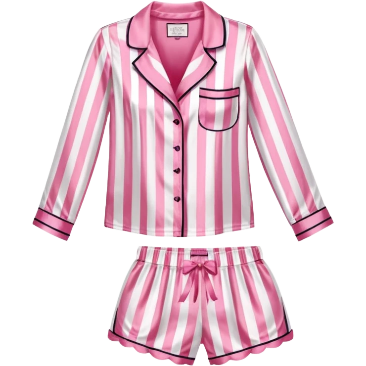 Striped pink and white silk Victoria’s Secret pajama set emoji