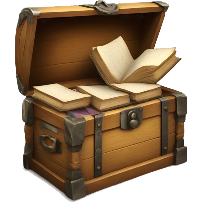 open vintage chest with old books inside  emoji