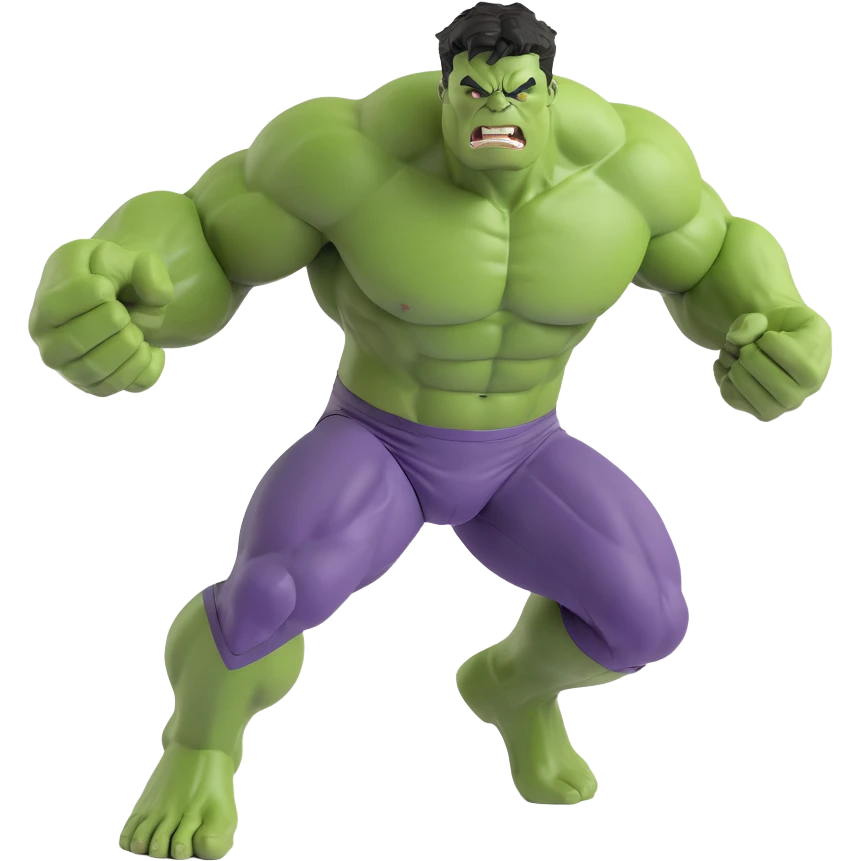 the Hulk, muscular green superhero, dynamic pose, 3D style emoji