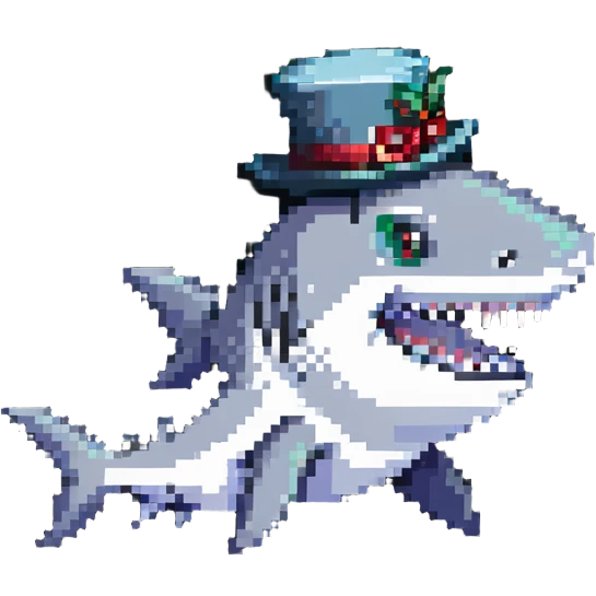shark with a tophat side view emoji