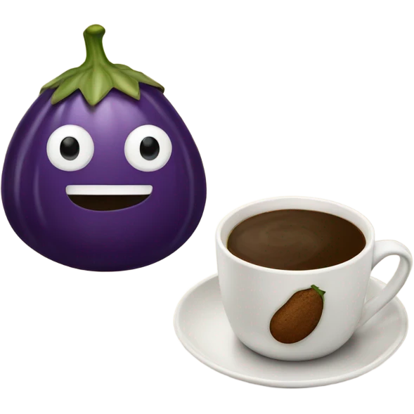 Eggplant and coffee, with cream emoji