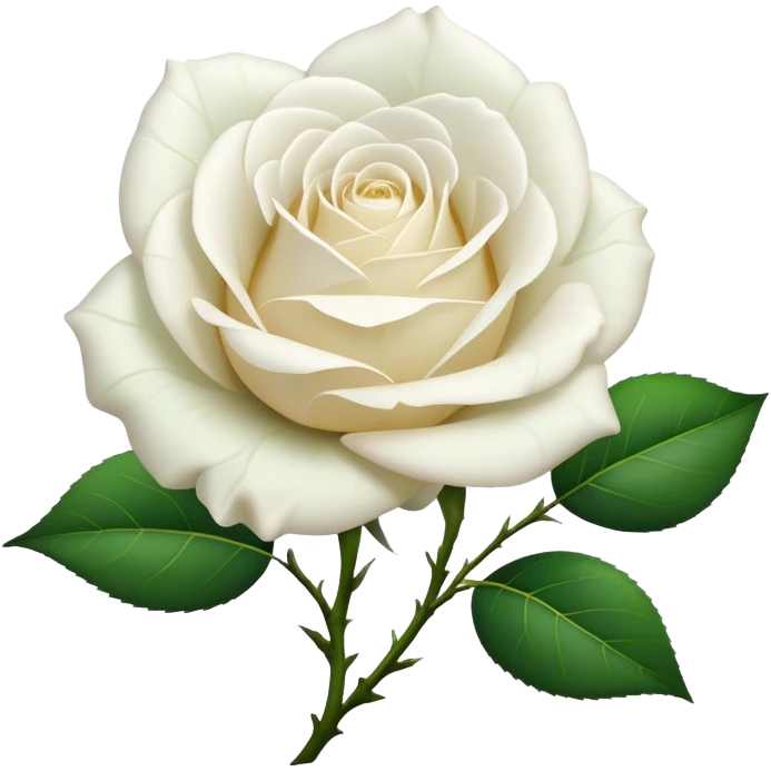 white rose with sten and leaves emoji