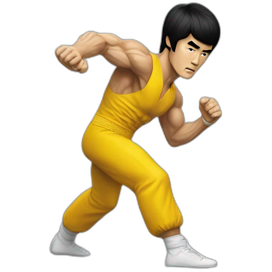 bruce lee side-kick to kick bag emoji