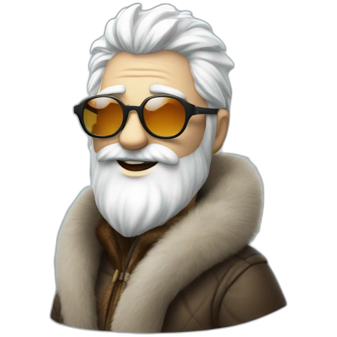 cool Father Frost in sunglasses glasses in a fur coat emoji