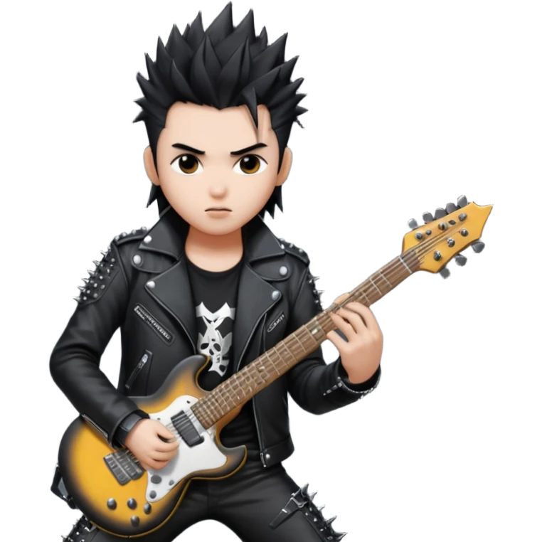 a kpop idol plying a heavy metal guitar emoji