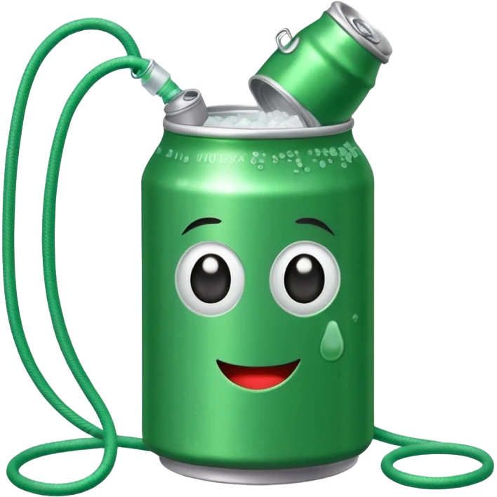 Green Soda can on leash of Salt Jug emoji