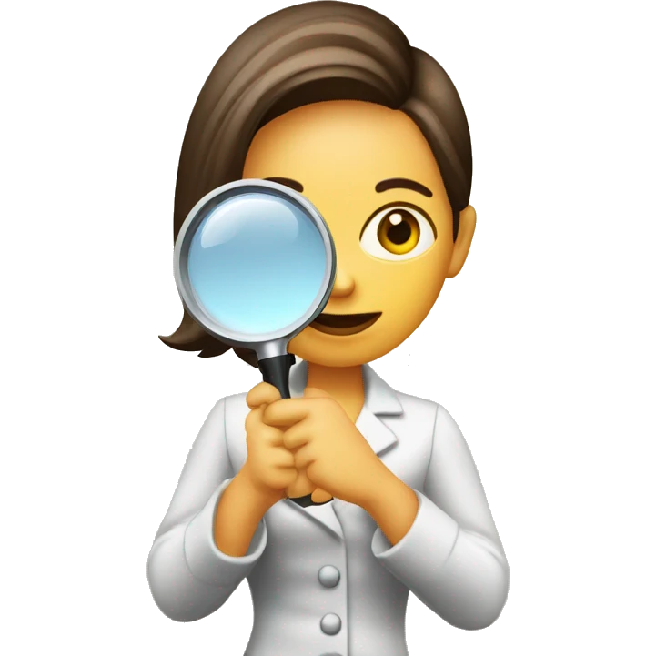 Restaurant critic girl with a magnifying glass in her hands emoji