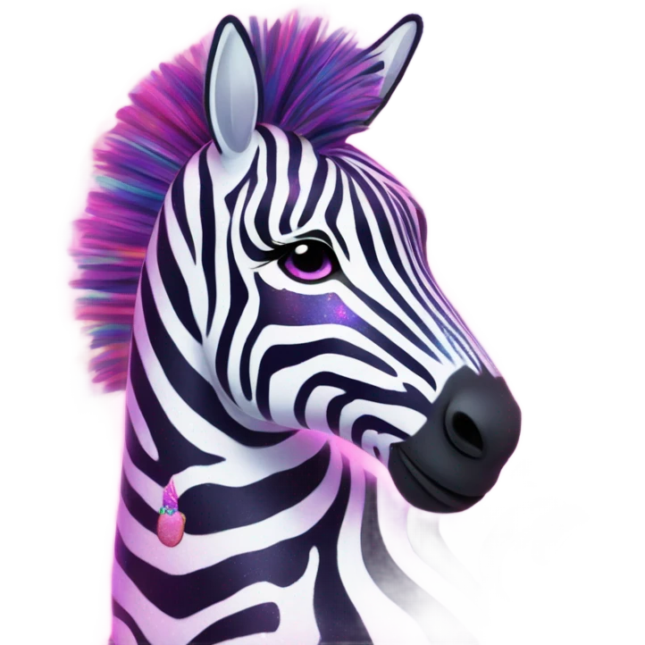 Lisa frank zebra with glitter rainbow stripes emoji