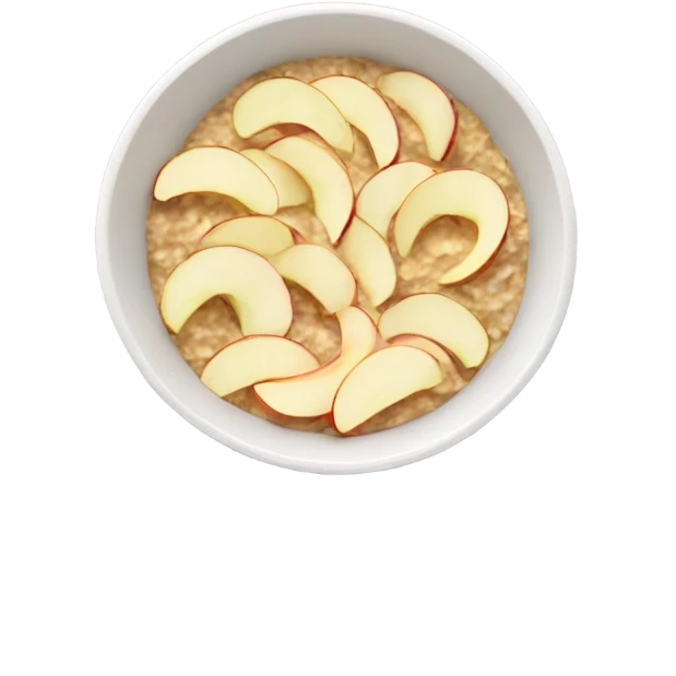 Create a bowl of oatmeal with apple slices emoji