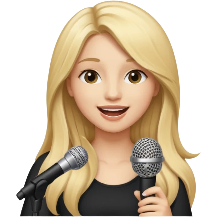 Singer Young woman – long blonde hair, around 20s,  singing into mic emoji