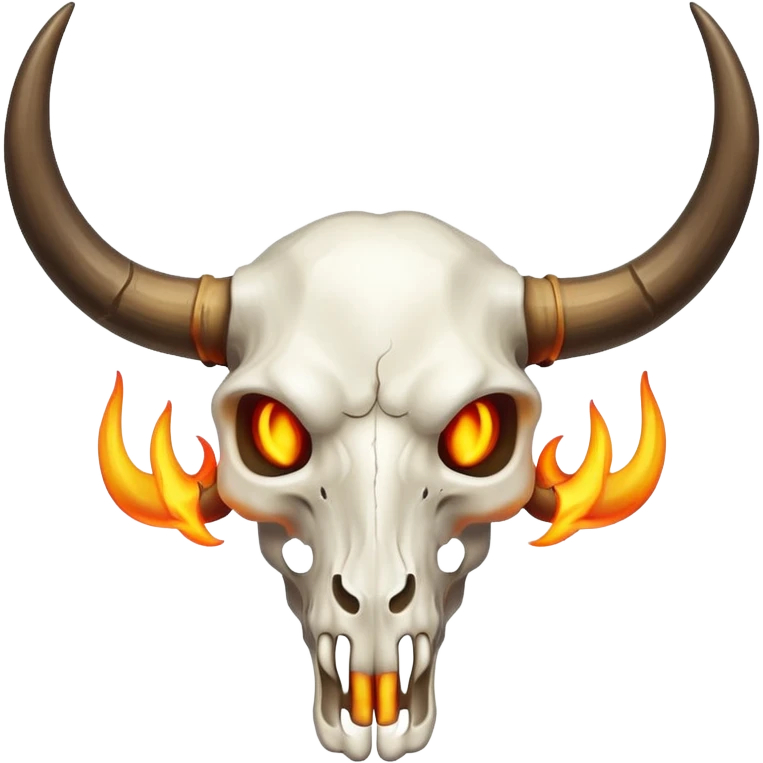 white bull skull with flaming horns emoji emoji