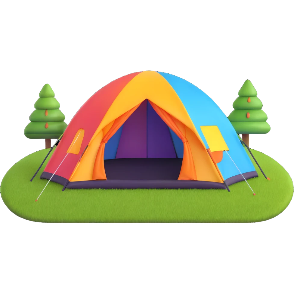 colorful dome tent on grass emoji