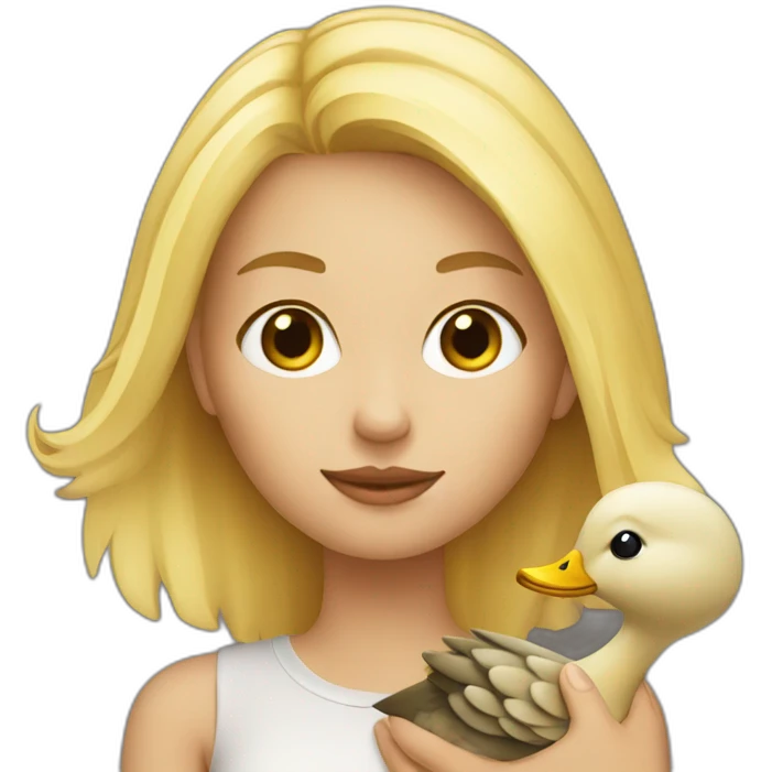Blonde girl with duck emoji