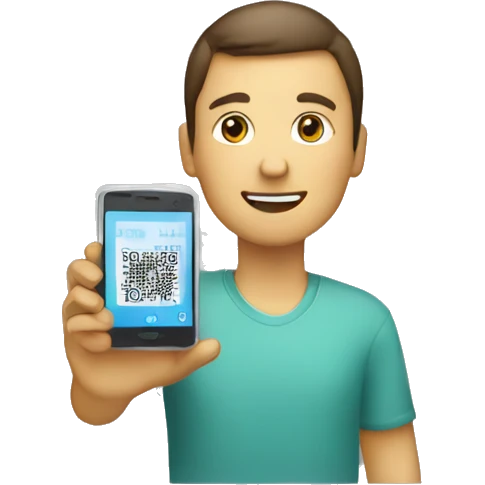 person using a phone to scan a code emoji