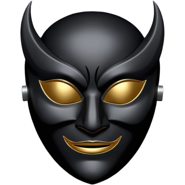 Minimal emoji, gothic mask forged from matte black leather, emotionless expression, smooth heavy surface, subtle metallic texture, deep shadows, no glow, no neon, flat emoji style, centered emoji
