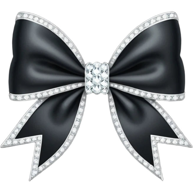 black sparkling bow with diamonds emoji