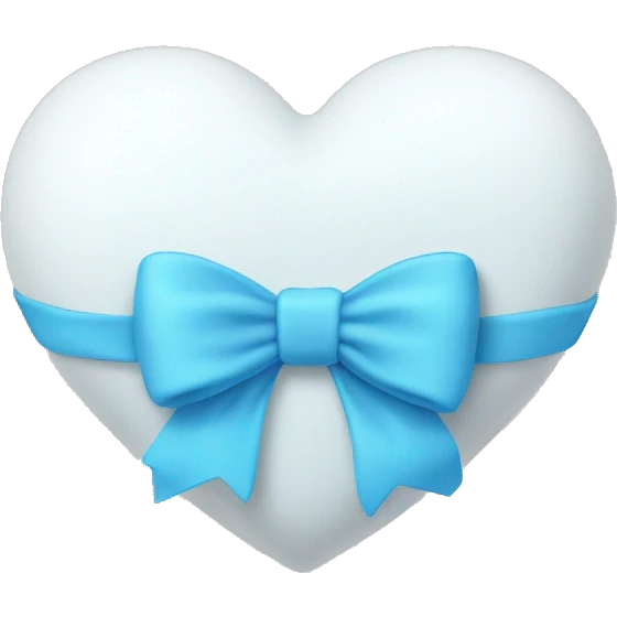 White heart with a soft blue bow around it emoji