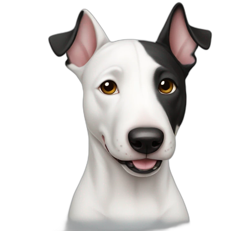 White bull terrier with black right ear emoji