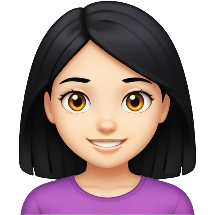 girl with black hair sneaky smile emoji