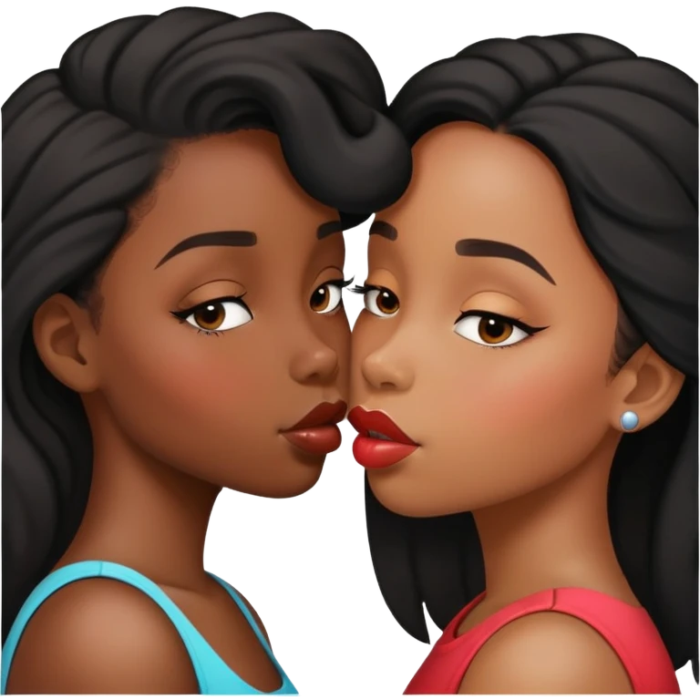 Black girl kissing another black girl  emoji