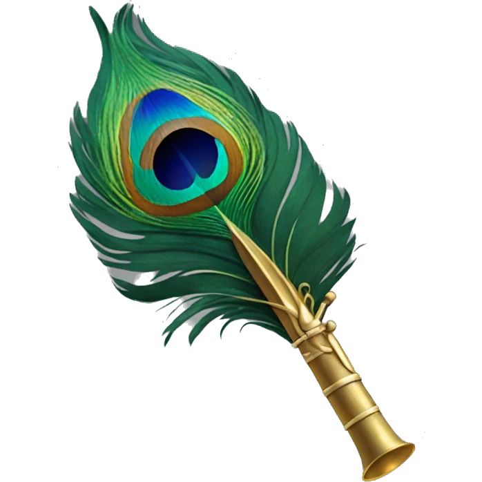 Peacock feather attached to flute emoji