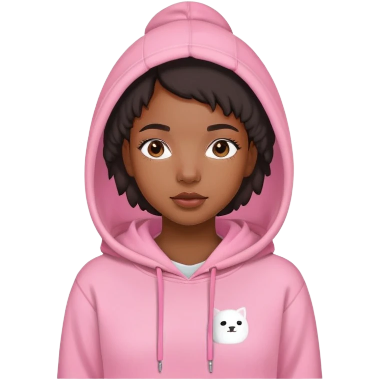 black girl wearing pink glossier hoodie emoji