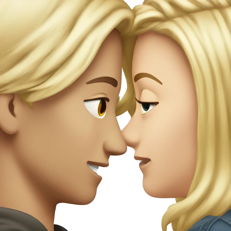 kissing boy brown hair and girl blond hair emoji