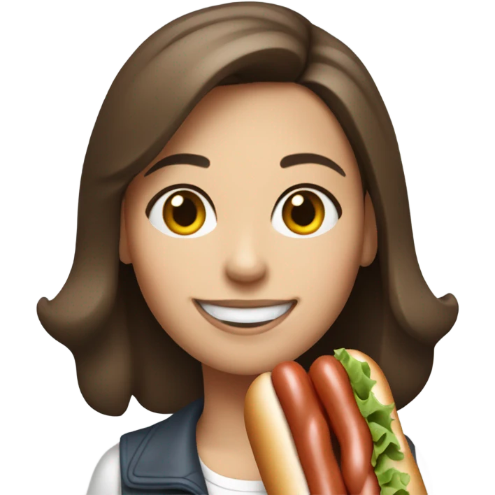 Pale brunette Girl who loves chicago hot dogs emoji