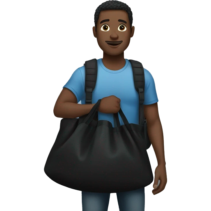 Black man holding a black bag emoji