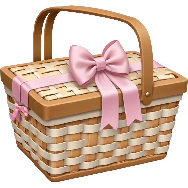 White Picnic basket with light pink bow emoji