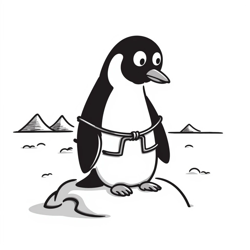A mentally ill penguin emoji