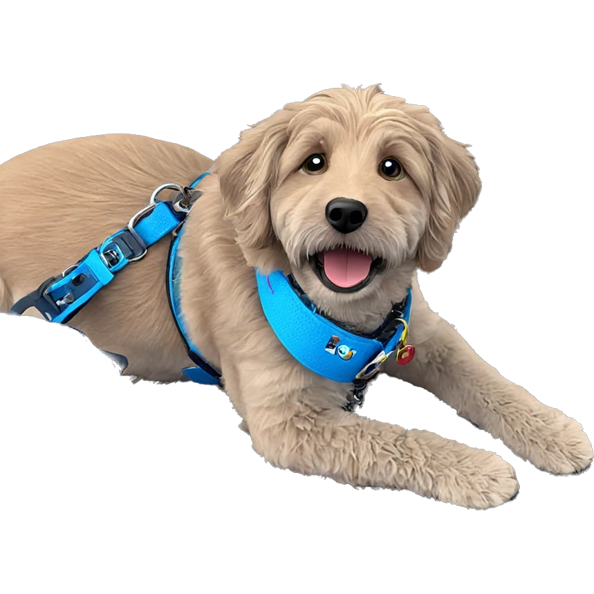 a focused dog with collar emoji