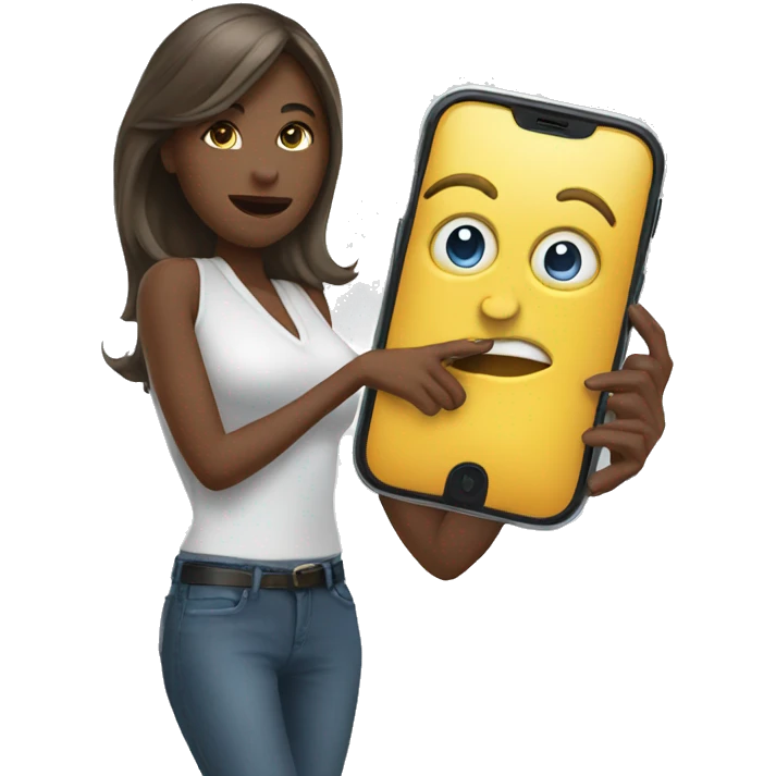 woman showing big phone emoji