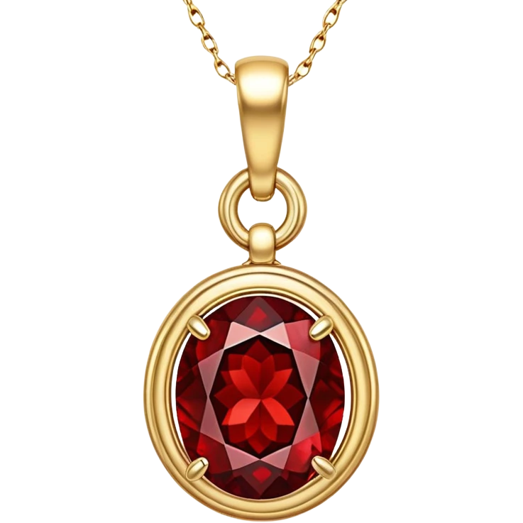 red garnet pendant as a talisman of grounding and rebirth, glowing with magic and strength emoji