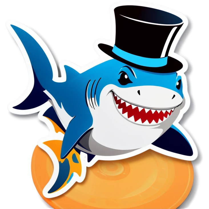Shark with a top hat emoji
