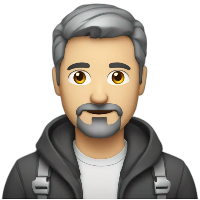 middle aged web developer short dark graying hair goatee emoji