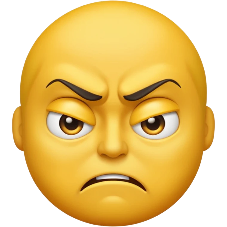 mad yellow emoji face, scowling, furious emoji