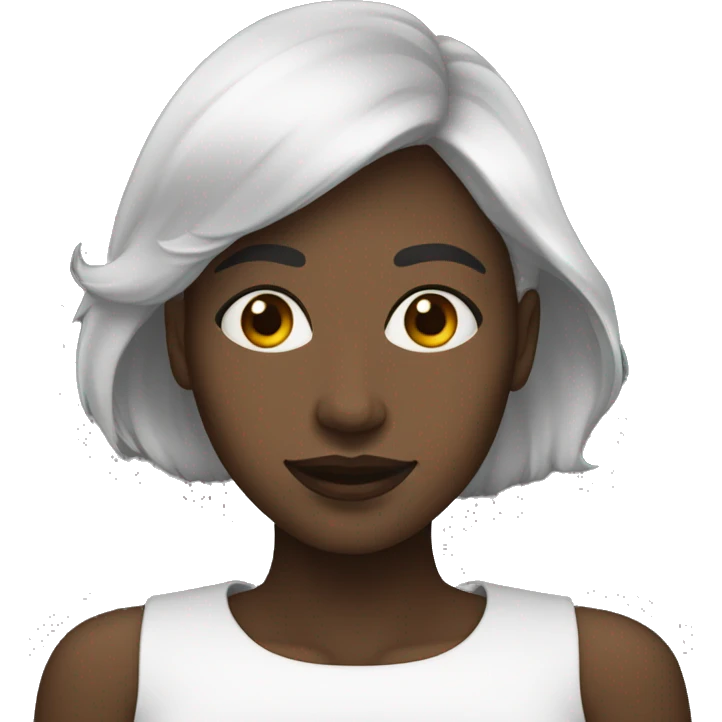 Une femme aux blancs entourée de cette personne noire emoji